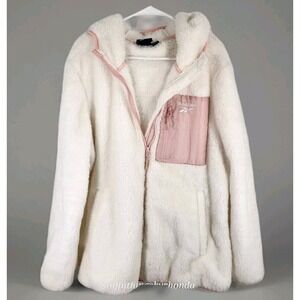 Reebok Full Zip Jacket Hooded Fleece Faux Fur Womens Size Large Style OLRB632